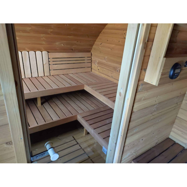 Oval Sauna Frodo 300 Outdoor for 8 people / Electric or Wood Burning Harvia Stove / High Quality Heat Treated