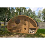 Oval Sauna Frodo 300 Outdoor for 8 people / Electric or Wood Burning Harvia Stove / High Quality Heat Treated
