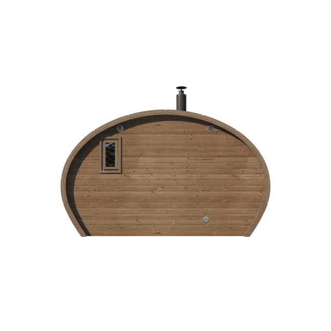 Oval Sauna Frodo 240 Outdoor for 8 people / Electric or Wood Burning Harvia Stove / High Quality Heat Treated Spruce