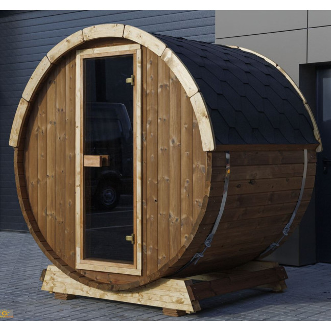 Outdoor Terrace Sauna / Harvia Electric Stove or WIFI Stove / High Quality Scandinavian Spruce (Thermowood) | Wellness