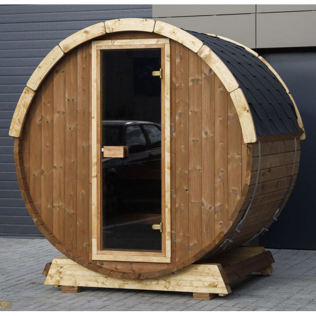 Outdoor Terrace Sauna Black Easter Edition + Ice Tub / Harvia Electric Stove or WIFI Stove / High Quality Spruce (Thermowood)