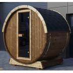 Outdoor Terrace Sauna Black Easter Edition + Ice Tub / Harvia Electric Stove or WIFI Stove / High Quality Spruce (Thermowood)