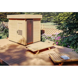 Hight quality Finnish Garden Garden Sauna With Glass Display cabinet 250x200cm | Wellness | Relax | SPA | Thermo Wood