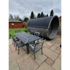 Barrel Sauna 330 with Terrace for 4 people / Electric or Wood-Burning Harvia Stove / High quality Scandinavian Spruce