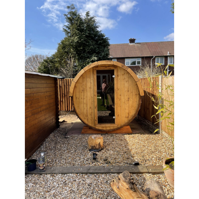 Barrel Sauna Garden Sauna 220 4-person / Electric or Wood-Burning Harvia Stove  / High Quality Scandinavian Spruce