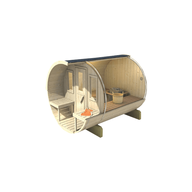Barrel Sauna Garden Sauna 250 4-person / Electric or Wood-Burning Harvia Stove  / High Quality Scandinavian Spruce