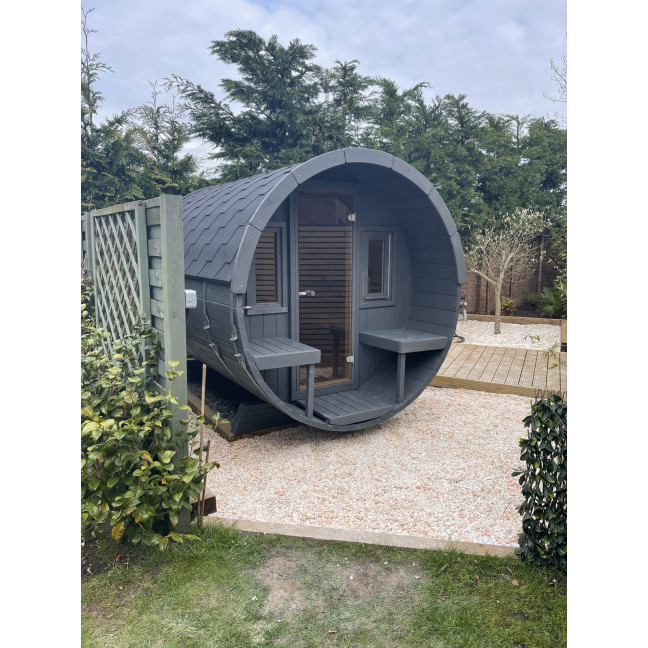 Barrel Sauna Garden Sauna 250 4-person / Electric or Wood-Burning Harvia Stove  / High Quality Scandinavian Spruce