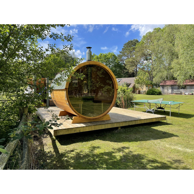 Barrel Sauna Garden Sauna 250 4-person / Electric or Wood-Burning Harvia Stove  / High Quality Scandinavian Spruce