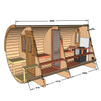 Barrel Sauna Garden Sauna 400 for 7 persons / Electric or Wood-Burning Harvia Stove  / High Quality Scandinavian Spruce