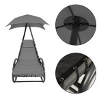 Beach Lounger Garden Chair | Lounge chair with canopy, hammock for balcony or patio Beige/Grey | Garden hammock