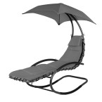 Beach Lounger Garden Chair | Lounge chair with canopy, hammock for balcony or patio Beige/Grey | Garden hammock