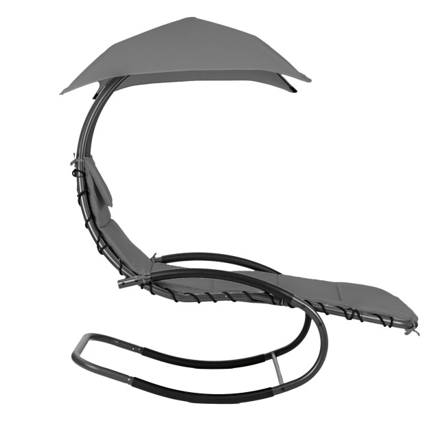 Beach Lounger Garden Chair | Lounge chair with canopy, hammock for balcony or patio Beige/Grey | Garden hammock on a stand