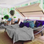 Double Garden Lounger | Beach lounger with adjustable canopy hammock for patio balcony Grey | Garden hammock on a stand