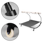 Double Garden Lounger | Beach lounger with adjustable canopy hammock for patio balcony Grey | Garden hammock on a stand