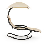 Beach Lounger Garden Chair | Lounge chair with canopy, hammock for balcony or patio Beige/Grey | Garden hammock on a stand