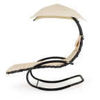 Beach Lounger Garden Chair | Lounge chair with canopy, hammock for balcony or patio Beige/Grey | Garden hammock on a stand