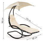 Beach Lounger Garden Chair | Lounge chair with canopy, hammock for balcony or patio Beige/Grey | Garden hammock on a stand