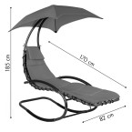 Beach Lounger Garden Chair | Lounge chair with canopy, hammock for balcony or patio Beige/Grey | Garden hammock on a stand