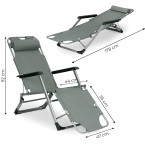 Beach Chair 2-in-1 Garden Lounge Chair | Folding lounge chair for balcony or patio Beige/Black/Blue/Grey |garden chair,