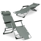 Beach Chair 2-in-1 Garden Lounge Chair | Folding lounge chair for balcony or patio Beige/Black/Blue/Grey |garden chair