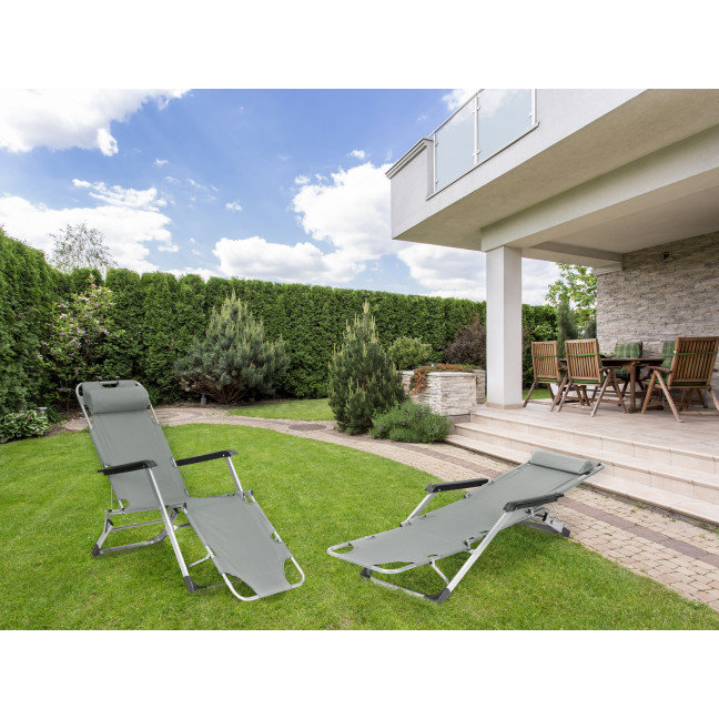 Beach Chair 2-in-1 Garden Lounge Chair | Folding lounge chair for balcony or patio Beige/Black/Blue/Grey |garden chair