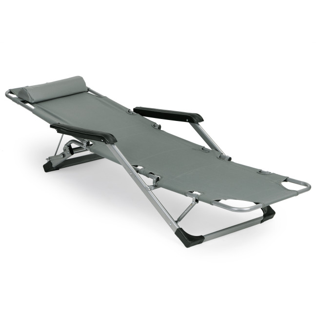 Beach Chair 2-in-1 Garden Lounge Chair | Folding lounge chair for balcony or patio Beige/Black/Blue/Grey | garden chai