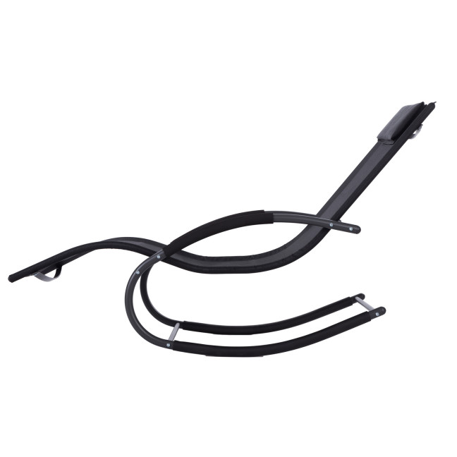 Garden Lounger with Headrest | Folding beach lounger for balcony or patio Black/Grey | Garden furniture