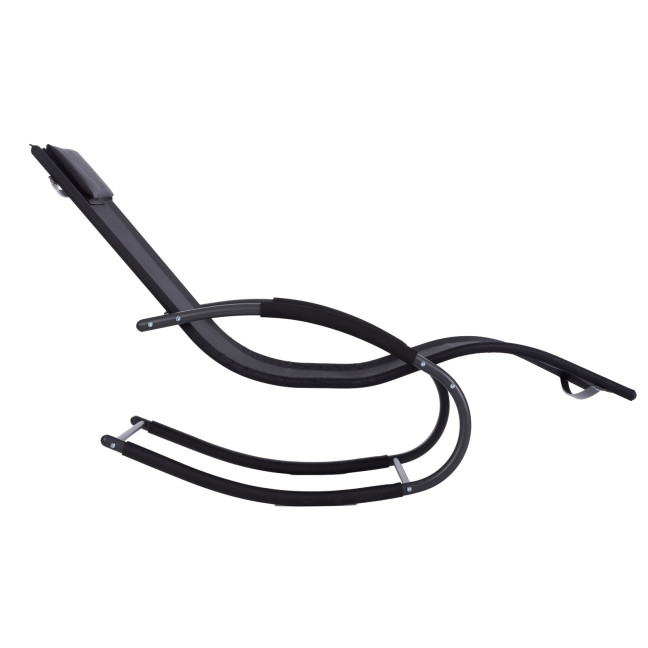 Garden Lounger with Headrest | Folding beach lounger for balcony or patio Black/Grey | Garden furniture