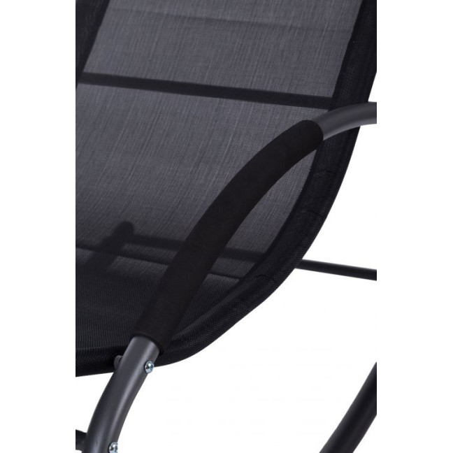 Garden Lounger with Headrest | Folding beach lounger for balcony or patio Black/Grey | Garden furniture