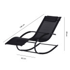 Garden Lounger with Headrest | Folding beach lounger for balcony or patio Black/Grey | Garden furniture