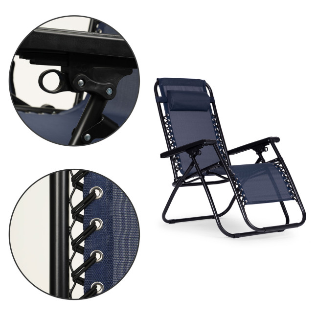 Zero Gravity Beach Garden Lounger Chair | Adjustable backrest for patio or balcony Beige/Black/Blue/Grey | Comfortable chair