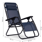 Zero Gravity Beach Garden Lounger Chair | Adjustable backrest for patio or balcony Beige/Black/Blue/Grey | Comfortable chair