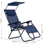 Beach Garden Lounger | Adjustable backrest with movable canopy for patio or balcony Beige/Grey/Blue | Garden furniture,