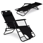 Garden Lounger with Headrest | Folding beach lounger for balcony or patio Green/Black/Blue/Beige | Garden furniture