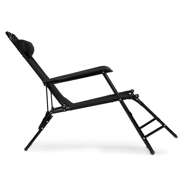 Garden Lounger with Headrest | Folding beach lounger for balcony or patio Green/Black/Blue/Beige | Garden furniture