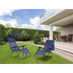 Beach Garden Lounger | Adjustable backrest with movable canopy for patio or balcony Beige/Grey/Blue | Garden furniture