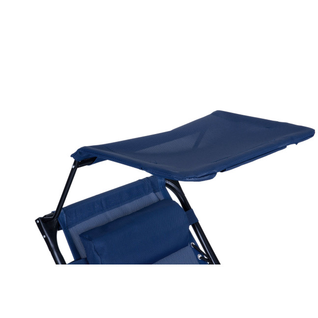 Beach Garden Lounger | Adjustable backrest with movable canopy for patio or balcony Beige/Grey/Blue | Garden furniture