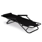 Garden Lounger with Headrest | Folding beach lounger for balcony or patio Green/Black/Blue/Beige | Garden furniture