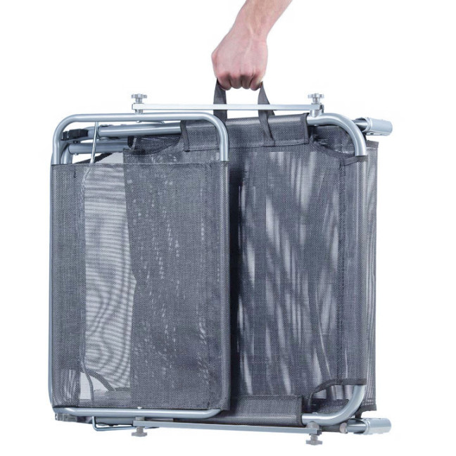 Folding Garden Lounge Chair for Balcony | Lounger with adjustable canopy Black/Grey