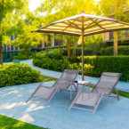 Garden Lounger Set with Side Table | Loungers with side table for patio or balcony Black/Grey | Garden table