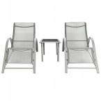 Garden Lounger Set with Side Table | Loungers with side table for patio or balcony Black/Grey | Garden table