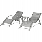 Garden Lounger Set with Side Table | Loungers with side table for patio or balcony Black/Grey | Garden table, patio