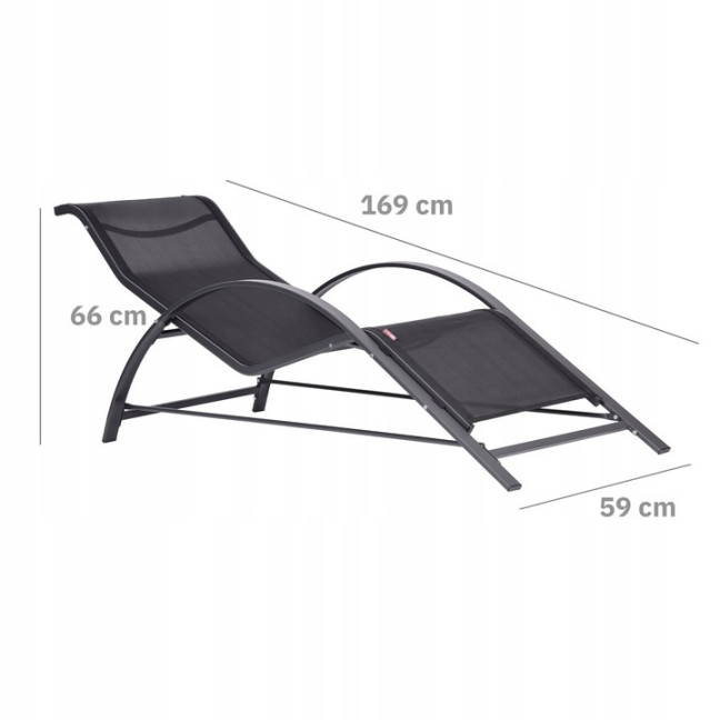 Garden Lounger Set with Side Table | Loungers with side table for patio or balcony Black/Grey | Garden table, patio