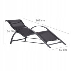Garden Lounger Set with Side Table | Loungers with side table for patio or balcony Black/Grey | Garden table, patio