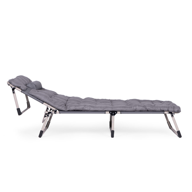 Fishing Garden Lounger | Folding lounger with mattress and cushion for patio or balcony Grey | Garden furniture, relaxation
