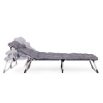 Fishing Garden Lounger | Folding lounger with mattress and cushion for patio or balcony Grey | Garden furniture, relaxation