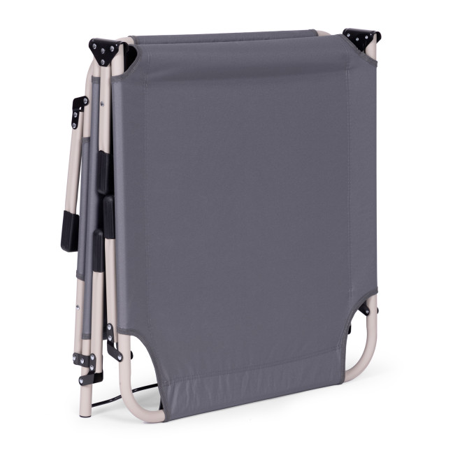 Fishing Garden Lounger | Folding lounger with mattress and cushion for patio or balcony Grey | Garden furniture, relaxation