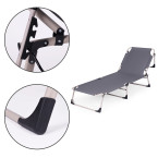 Fishing Garden Lounger | Folding lounger with mattress and cushion for patio or balcony Grey | Garden furniture, relaxation