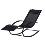 Garden Lounger with Headrest | Folding beach lounger for balcony or patio Black/Grey | Garden furniture