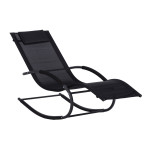 Garden Lounger with Headrest | Folding beach lounger for balcony or patio Black/Grey | Garden furniture